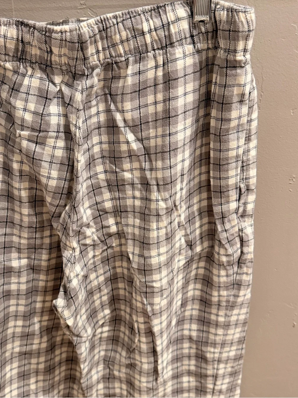 Banana Republic Flannel Gray Plaid Drawstring Lounge Pajama Pants Size M #498